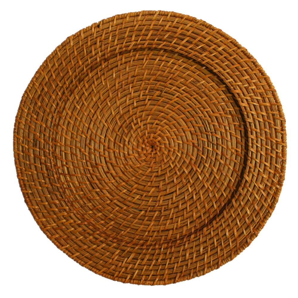 The Jay Companies 13" Round Honey Rattan Charger Plate