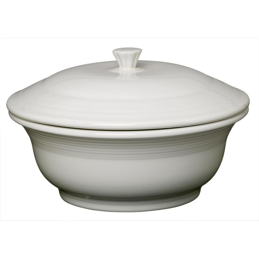 Homer Laughlin 495100 Fiesta White 2.18 Qt. Covered Casserole Dish 2