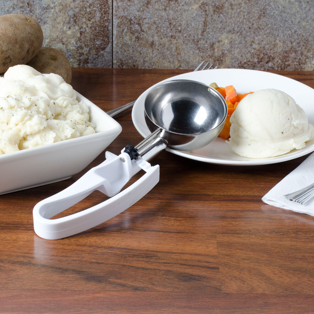 Vollrath 47390 White 6 Squeeze Disher Portion Scoop 4.7 oz.