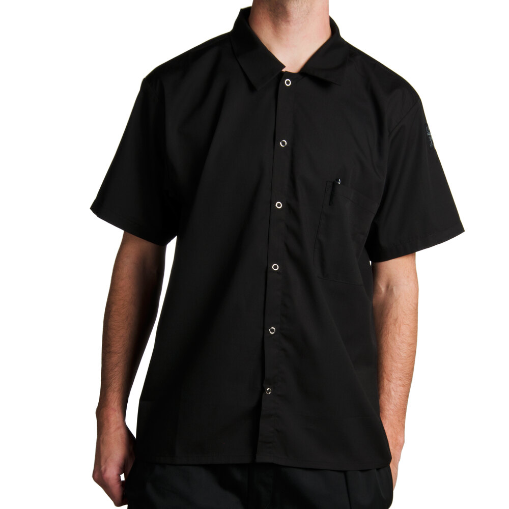 Chef Revival CS006BKM Customizable Black Short Sleeve Cook Shirt