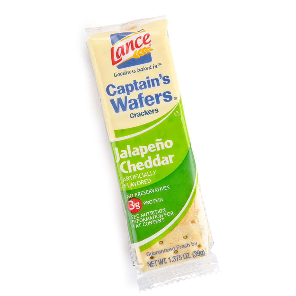 Lance 6 Pack Captain's Wafers Jalapeno Cheddar Crackers 120 / Case