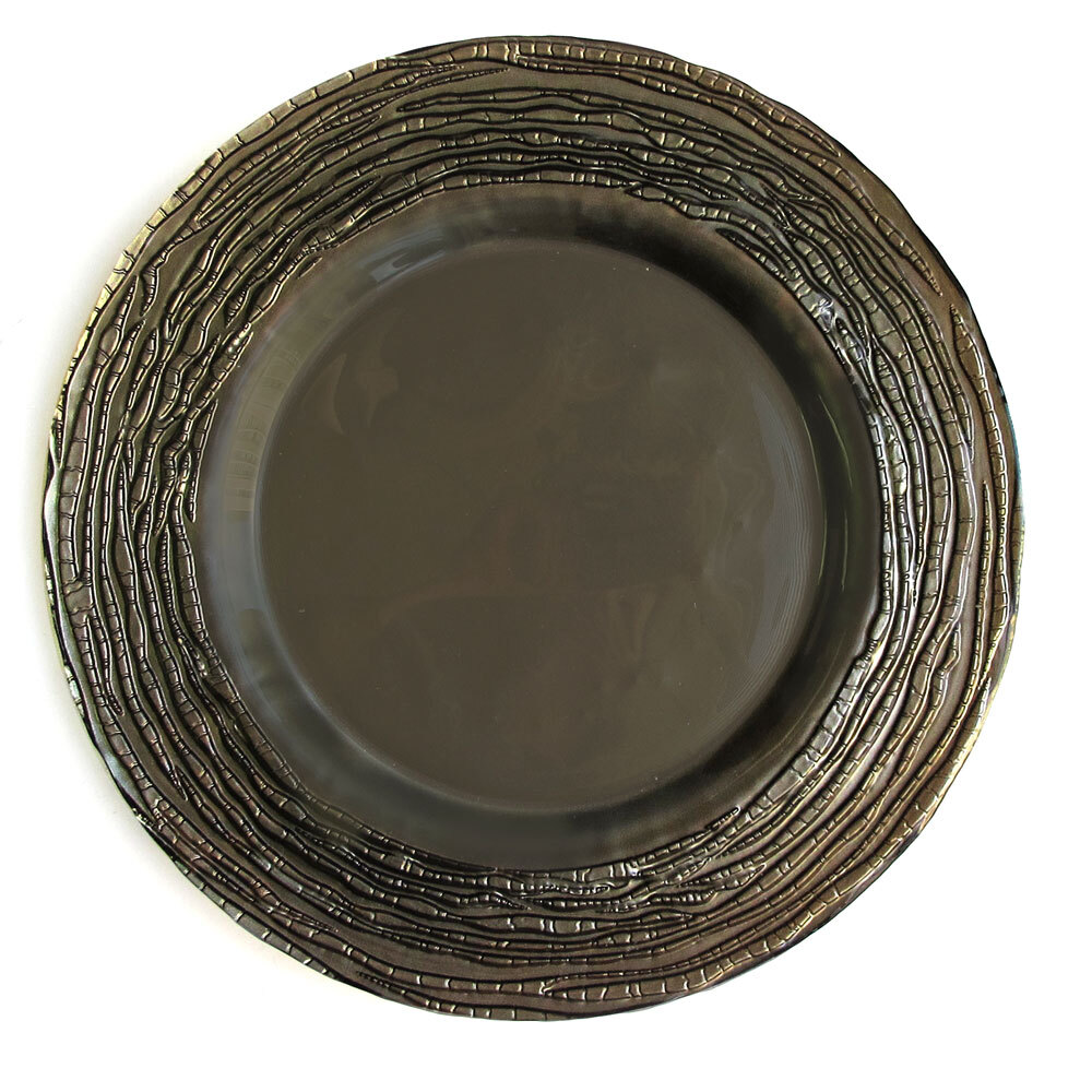 The Jay Companies 12 3/4" Round Arizona Gray Glass Charger Plate