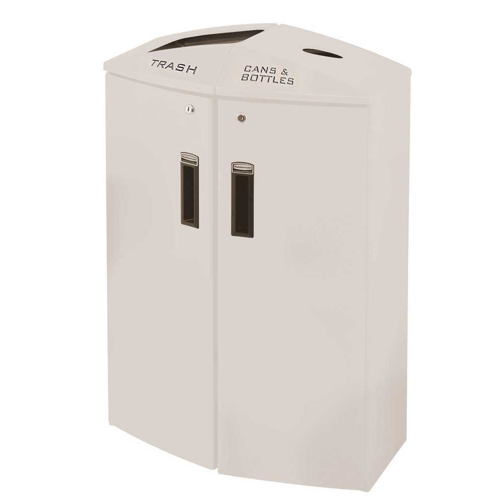 Rubbermaid 3486001 Element Desert Pearl Locking 2Stream Trash/Cans and