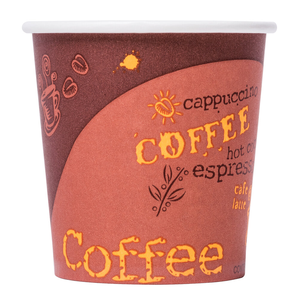 Choice 4 oz. Paper Hot Cup with Coffee Design 50 / Pack