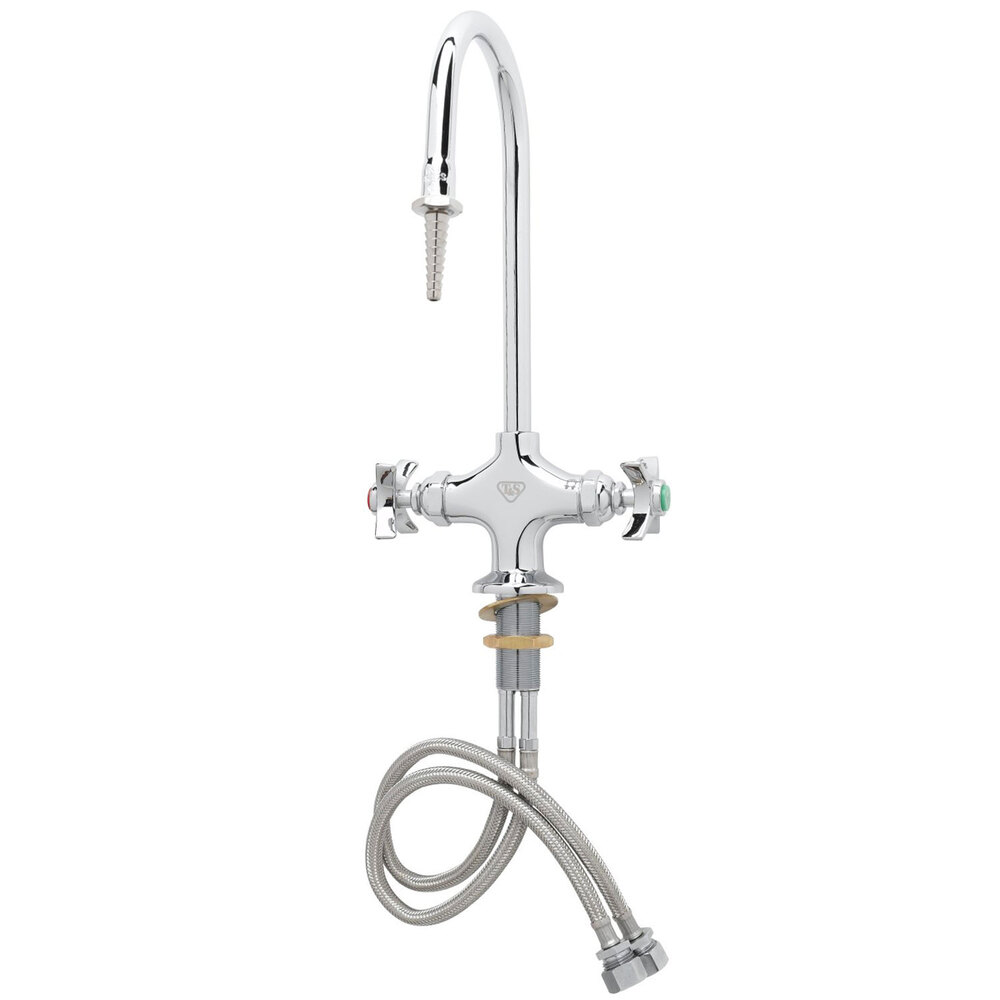 Takuey Deck Mount Laboratory Faucet – Copper Finish, 3 Nozzle, Double Handle Hot & Cold Mixing Tap