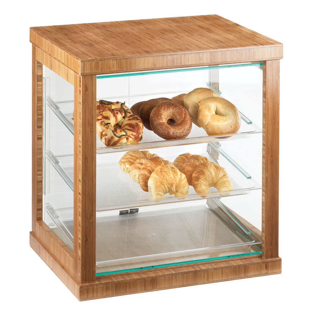 CalMil 28460 Three Tier Bamboo Display Case with Rear Doors 21" x