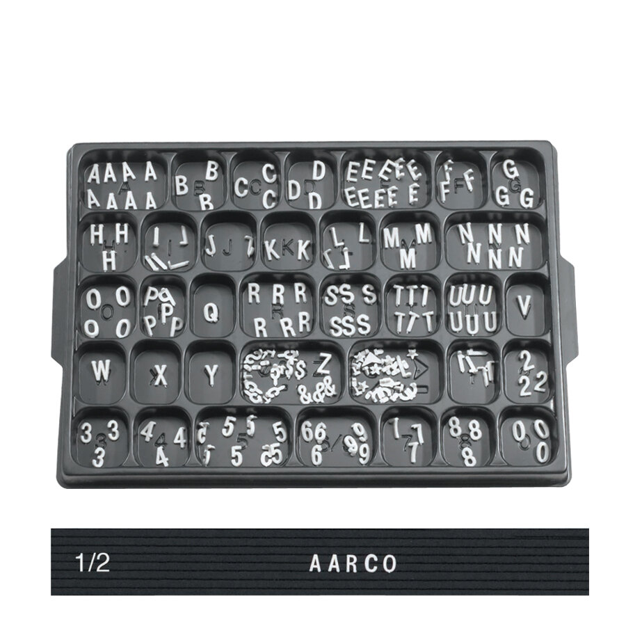 Aarco 1/2" Helvetica Universal Single Tab Letter and Number Set 165