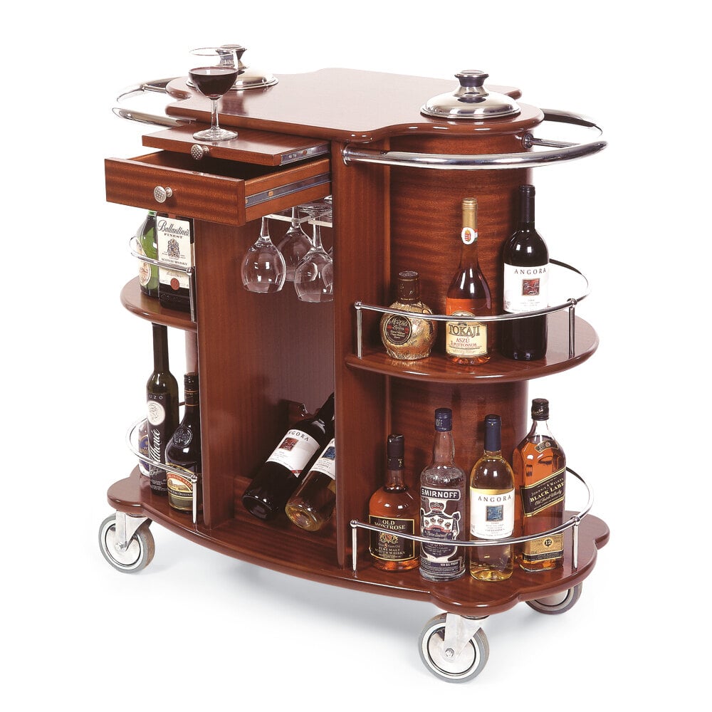 Geneva 70260 Beverage Service Cart with 2 Shelves and Bordeaux Veneer