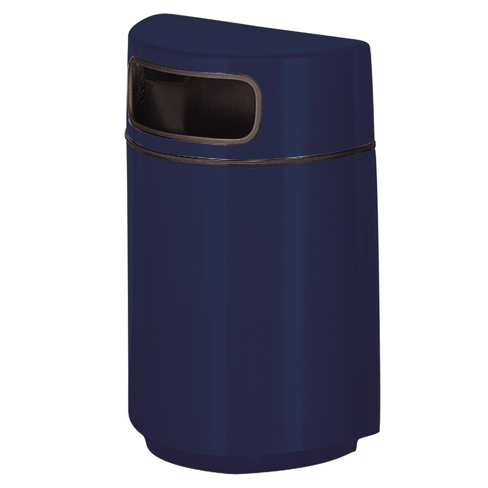 Rubbermaid FGH2436 Half Round Open Front Navy Blue Fiberglass Waste