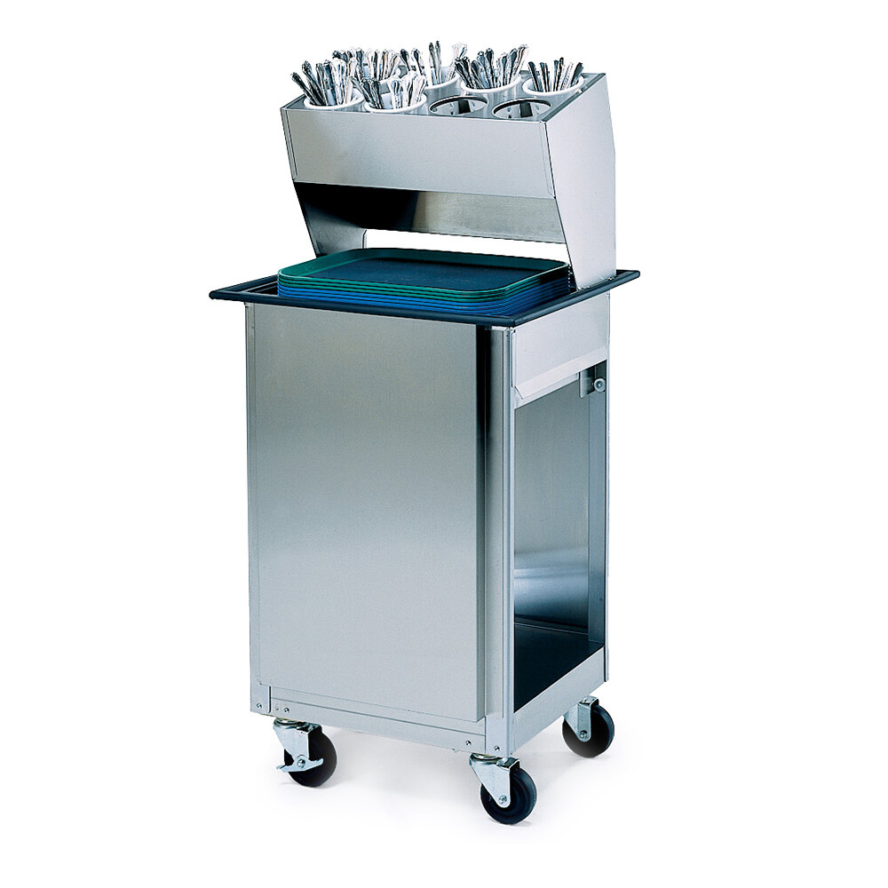 Lakeside 986 Stainless Steel Flatware / Tray Cart with 8 Hole Flatware