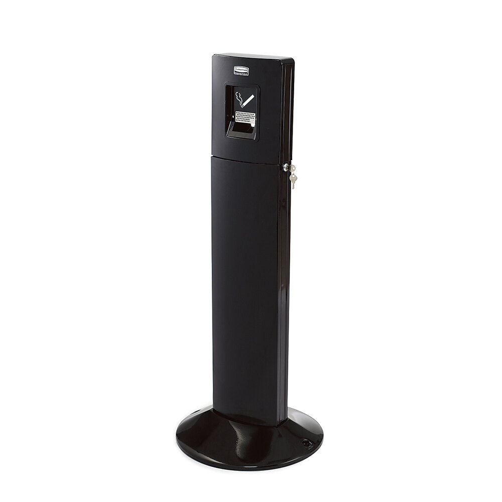 Rubbermaid FGR93400 Metropolitan Smokers' Station Black Round Steel Smoking Station / Cigarette