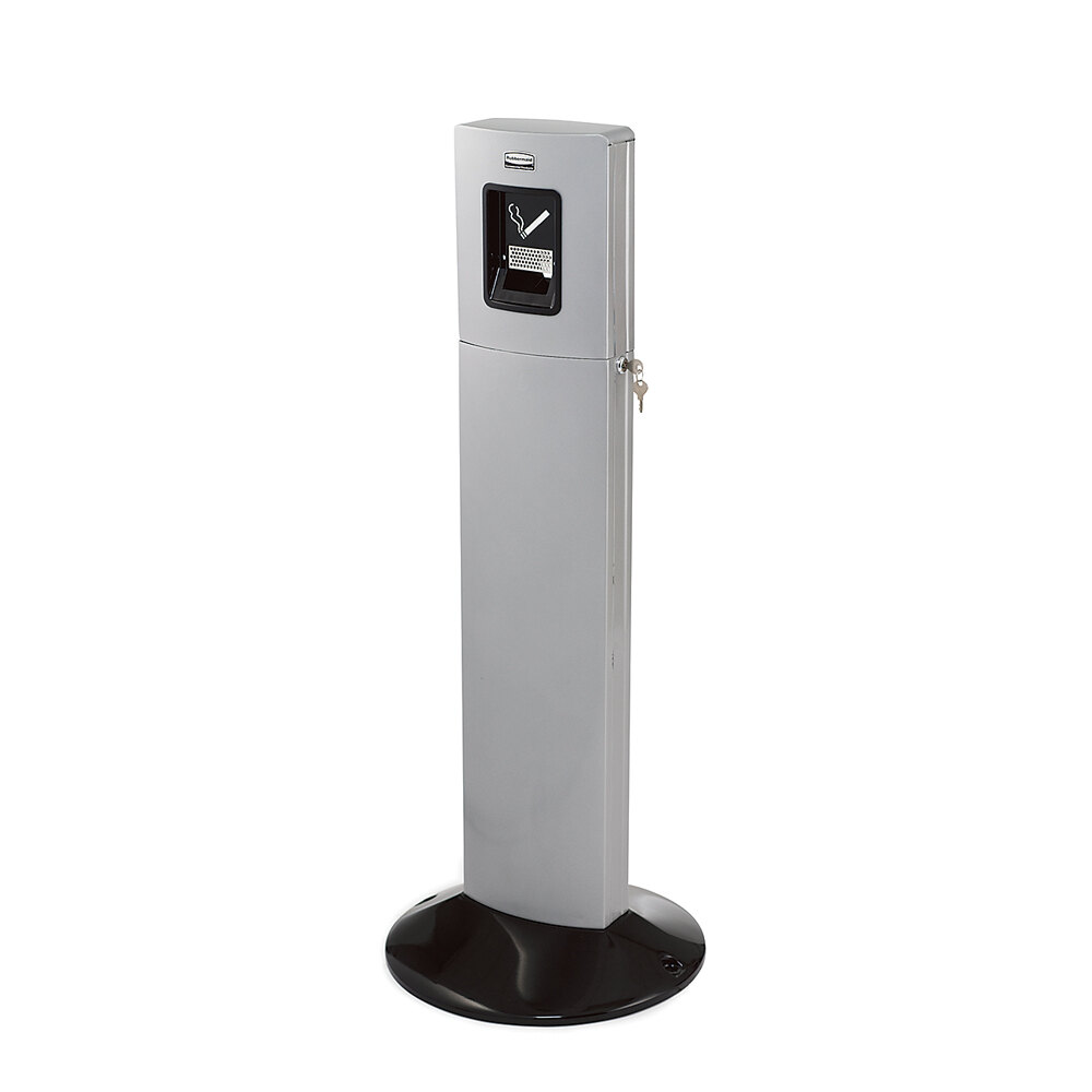 Rubbermaid FGR93400 Metropolitan Smokers' Station Silver Metallic Round Steel Smoking Station