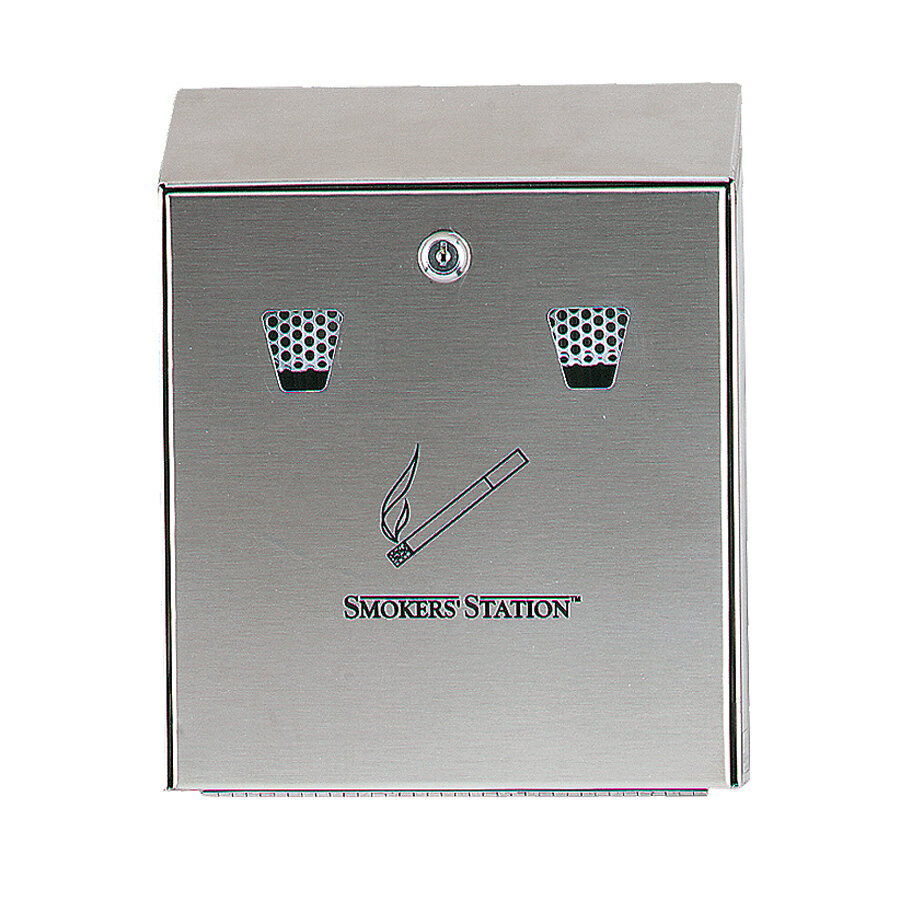 Rubbermaid FGR1012 Smokers' Station Rectangular Stainless Steel Wall