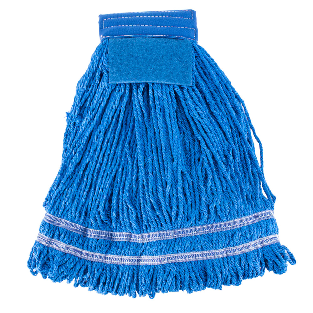 Medium 22 oz. Microfiber String Mop with Scrubber and 5" Band Blue