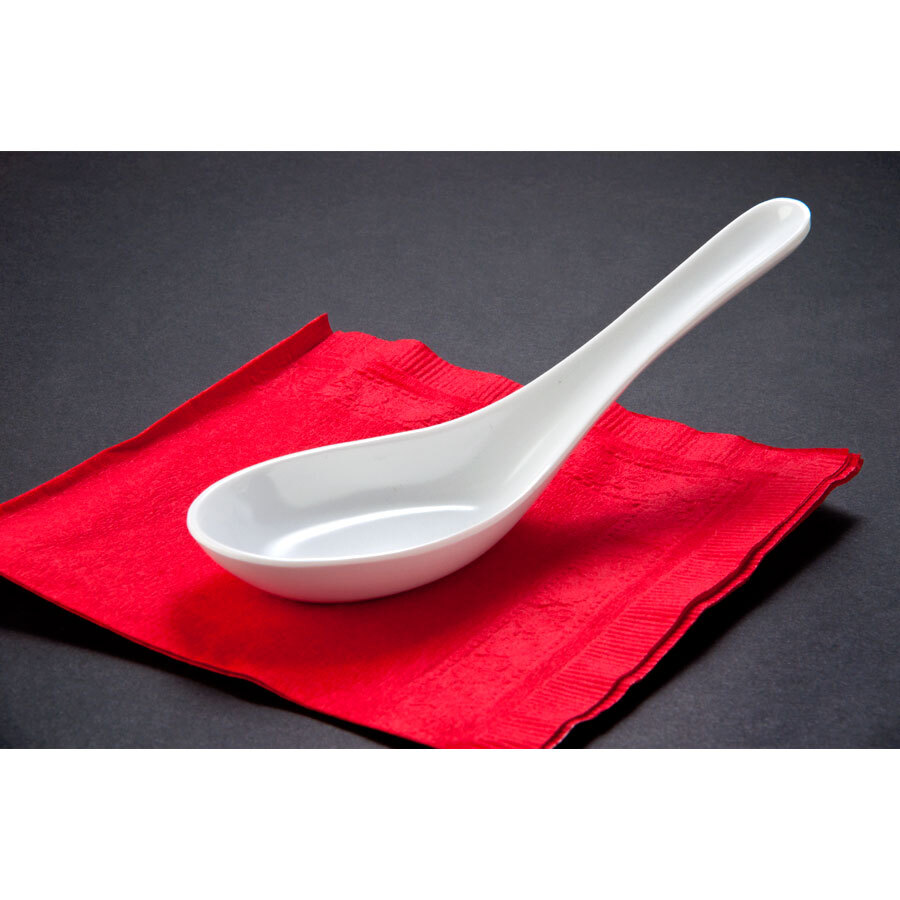 1 oz. Melamine Chinese / Asian Wonton Soup Spoon 12 / Pack