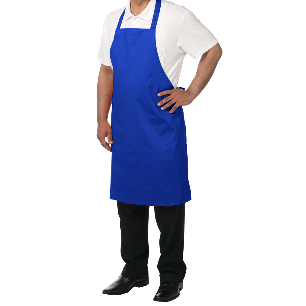 Chef Revival 601NPRB Customizable Royal Blue Bib Apron 34"L x 28"W