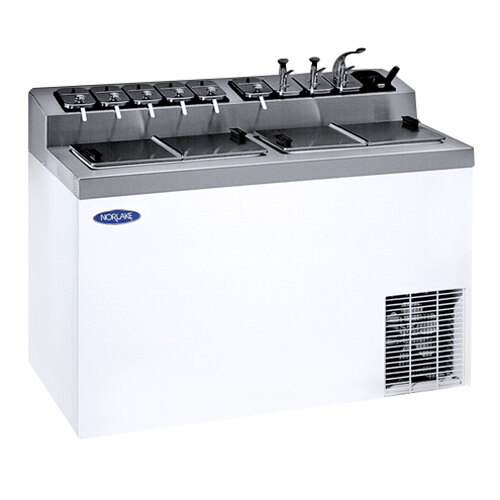 NorLake ZF174WVS/0 54" Flip Top Ice Cream Dipping with Topping Rail White Exterior