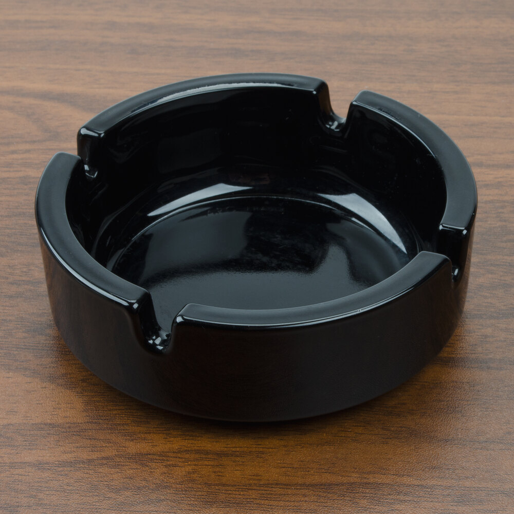 Cardinal Arcoroc 00187 3 1/2" Black Round Stackable Glass Ashtray 24/Case