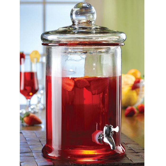 1.3 Gallon Norfolk Clear Oval Glass Beverage Dispenser with Glass Lid