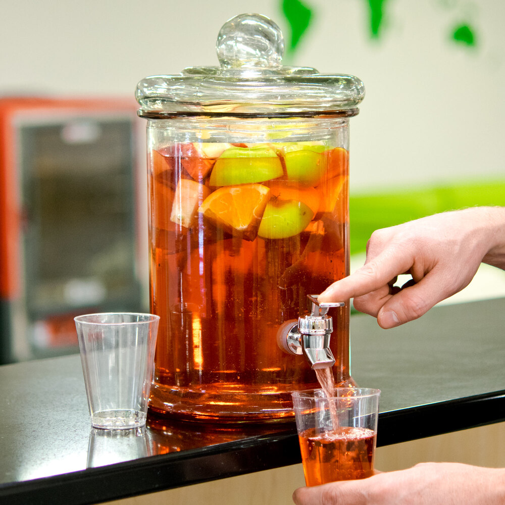 1.3 Gallon Norfolk Clear Oval Glass Beverage Dispenser