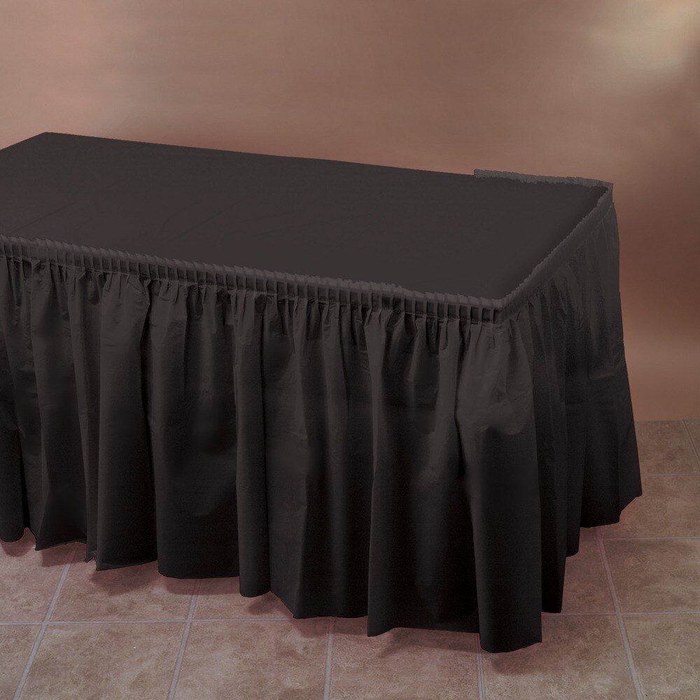 Hoffmaster 110013 Black Plastic Table Skirt 14' x 29 inch