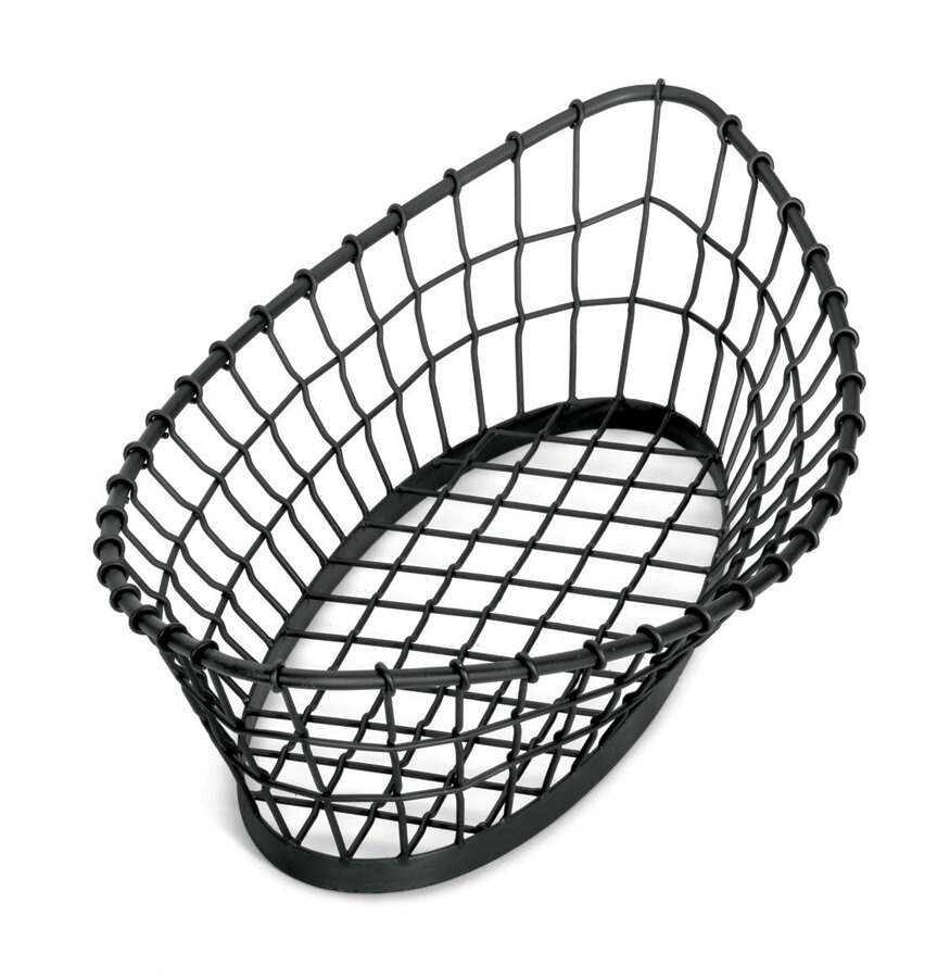 Tablecraft GM1809 Grand Master Oblong Black Wire Basket 18" x 9" x 5 1/2"