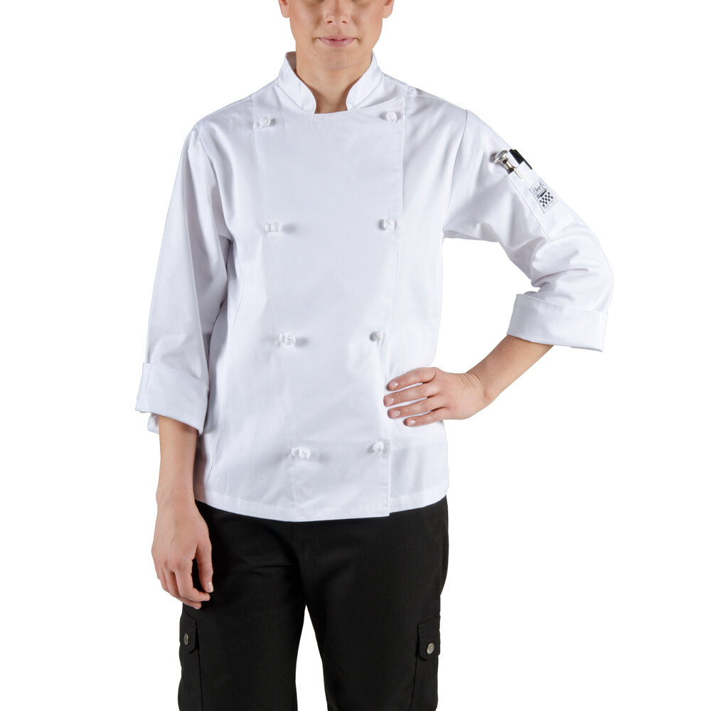 Chef Jacket - Poly-Cotton Blend with Cloth Knot Buttons Size 4 (S
