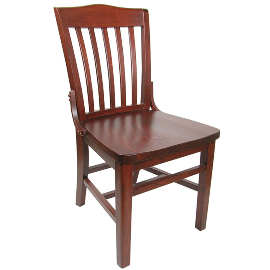 Lancaster Table & Seating Mahogany Finish Wooden School House Chair