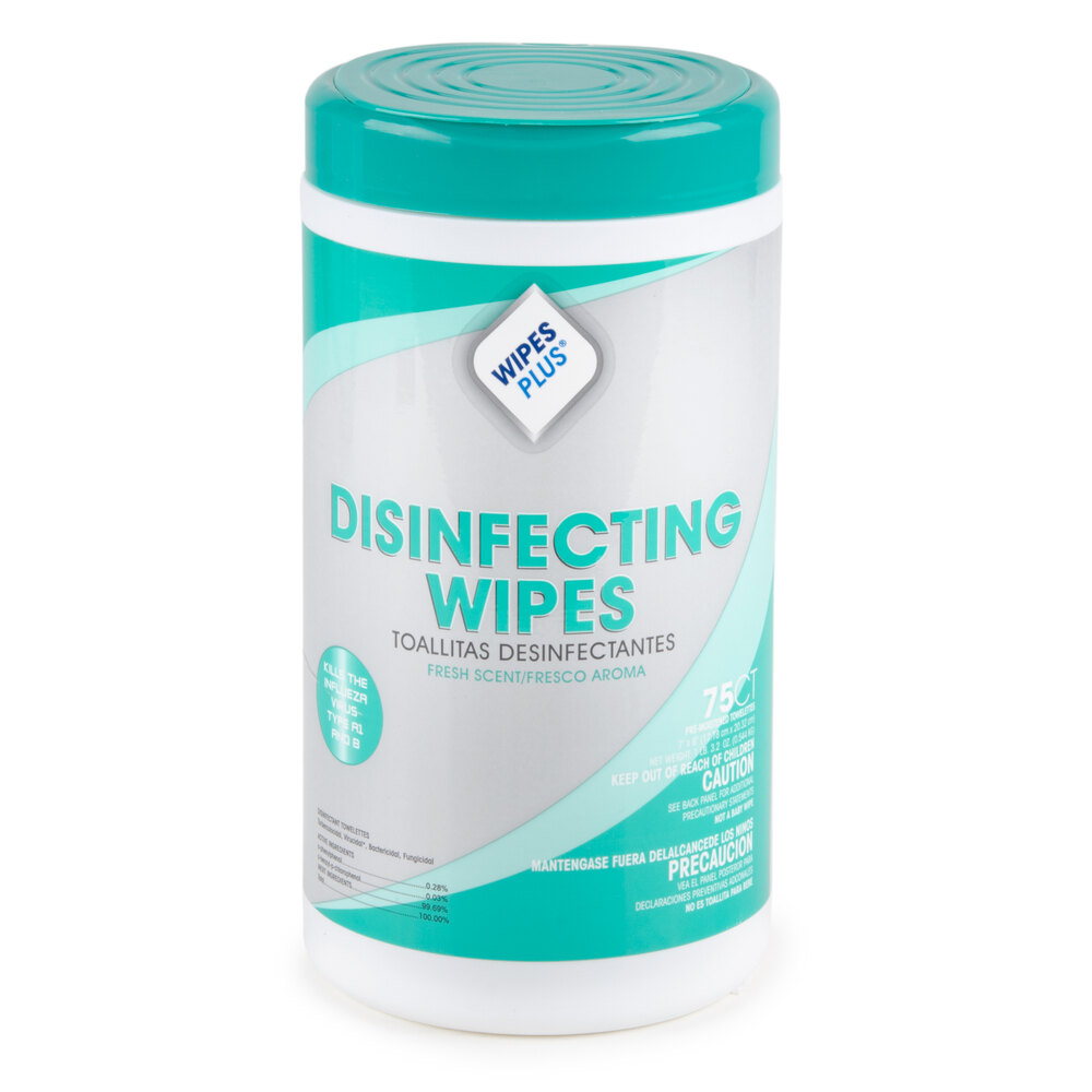 WipesPlus Fresh Scent Alcohol Free Disinfecting Wipes 75 / Canister