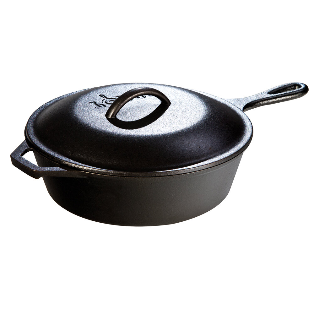 Lodge L8CF3 10 1/2" PreSeasoned Cast Iron Covered Chicken Fryer Deep