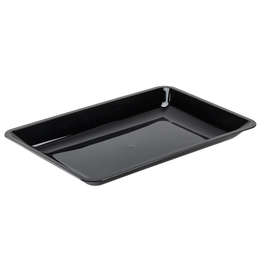 Fineline Platter Pleasers 3540BK 10" x 14" Plastic Black Rectangular Tray