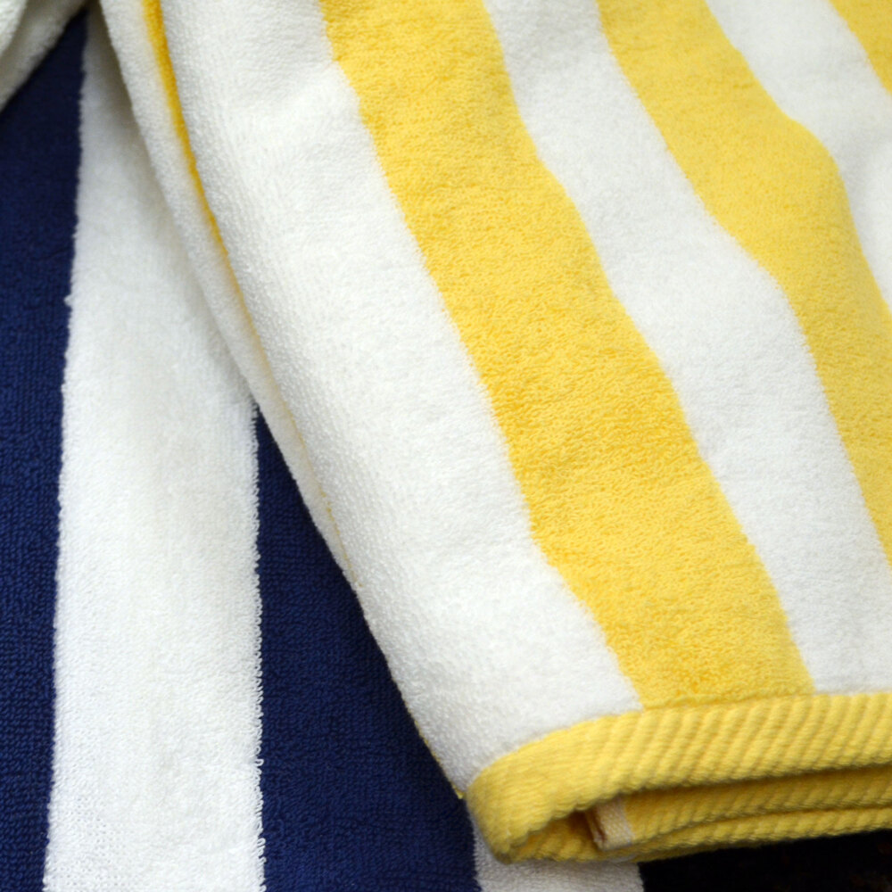 Hotel Pool Towel Yellow Stripe 30" x 60" 100 2 Ply Cotton 9 lb.
