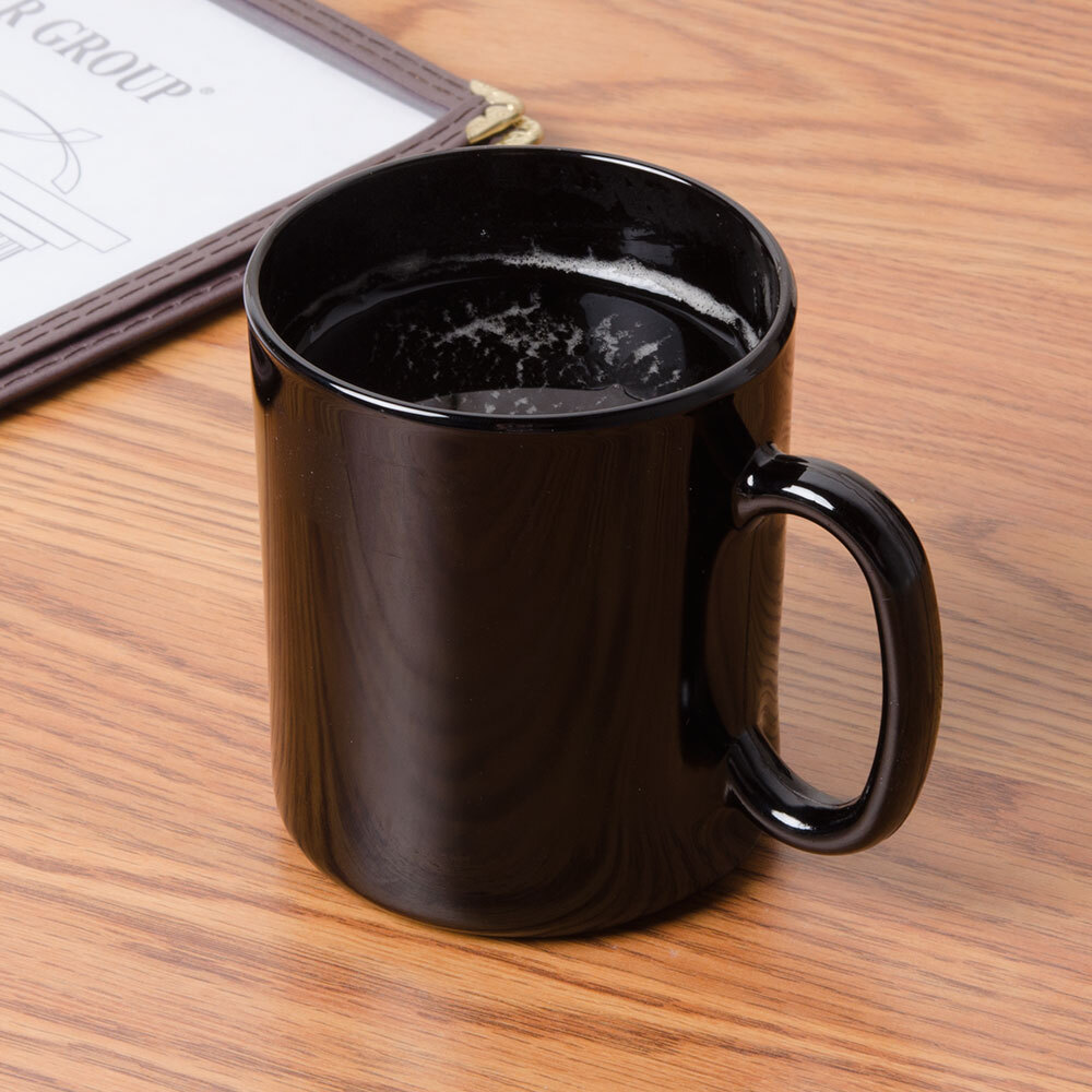 Cardinal Arcoroc 73442 10.5 oz. Black Fully Tempered Glass Mug 12/Case