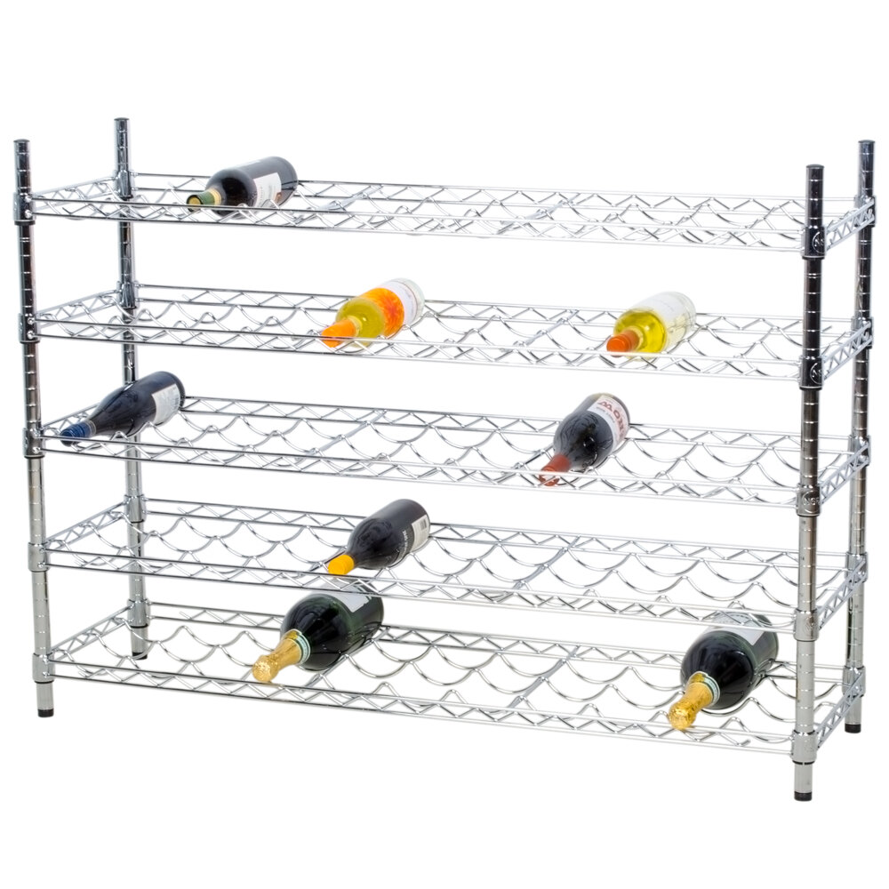 Regency 14" x 48" 5 Shelf Wire Wine Rack with 34" Posts