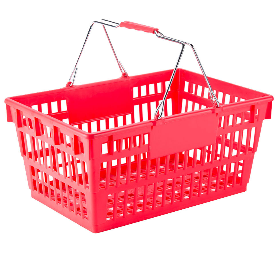 Red 17 1/4" x 11" Plastic Grocery Market Shopping Basket