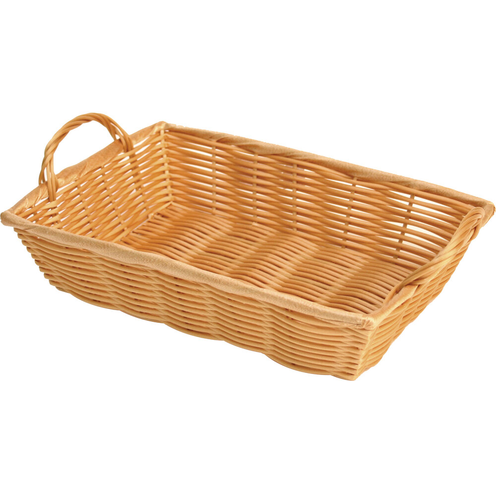 12" x 8" x 3 1/2" HandWoven Rectangular Plastic Natural Basket with