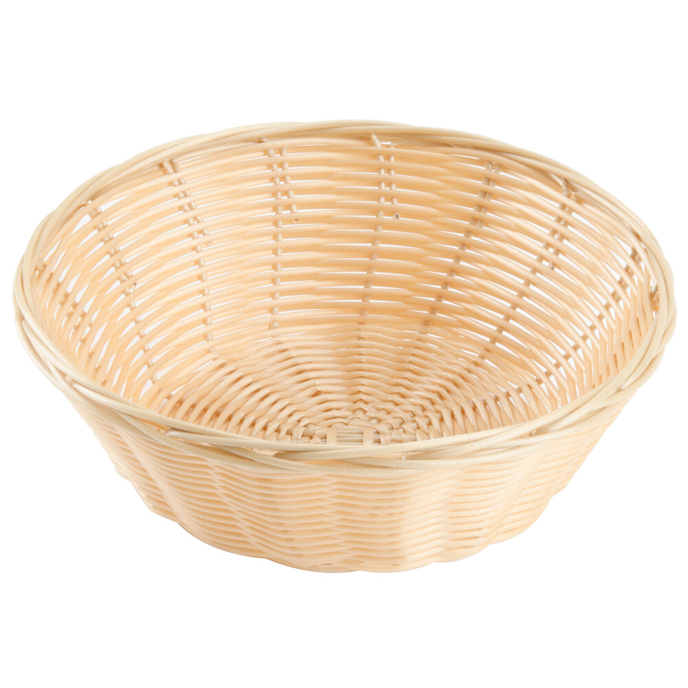 9" Round Plastic Natural Bread Basket 12 / Case