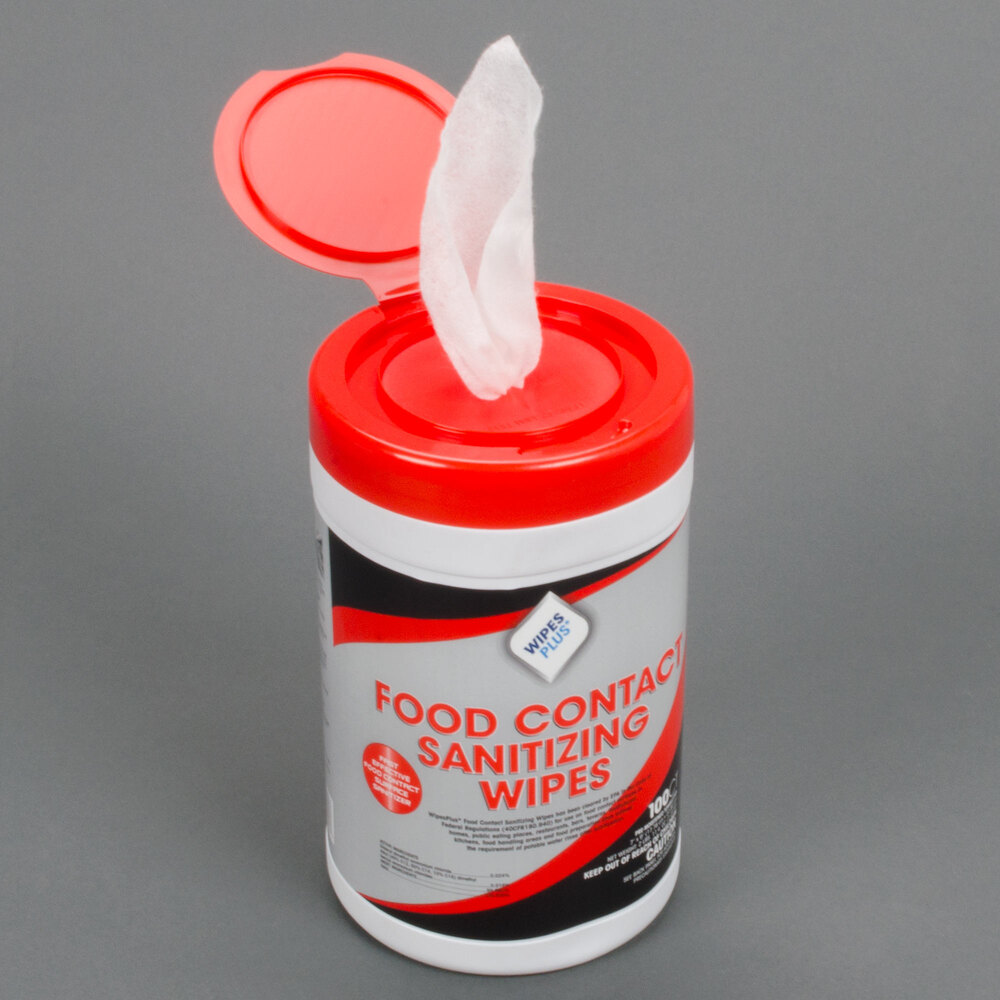 WipesPlus Food Contact Sanitizing Wipes 100/Canister