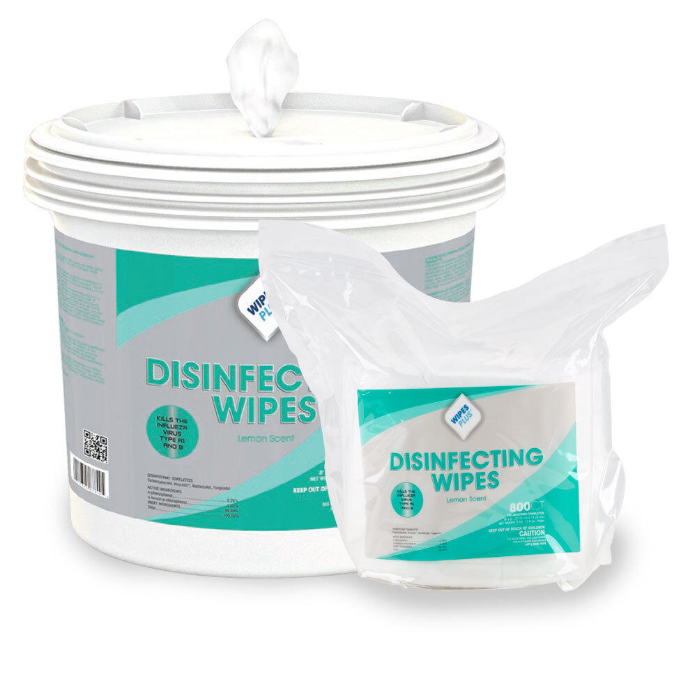 WipesPlus Lemon Scent Alcohol Free Disinfecting Wipes and Bucket