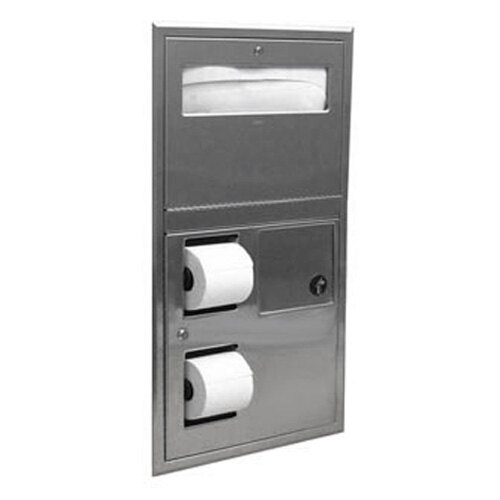 Bobrick B35745 Recessed Toilet SeatCover and Toilet Tissue Dispenser with Sanitary Napkin