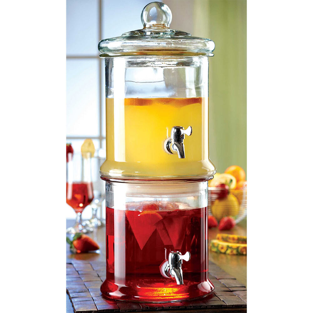 Double 1 Gallon Norfolk Tiered Glass Beverage Dispenser