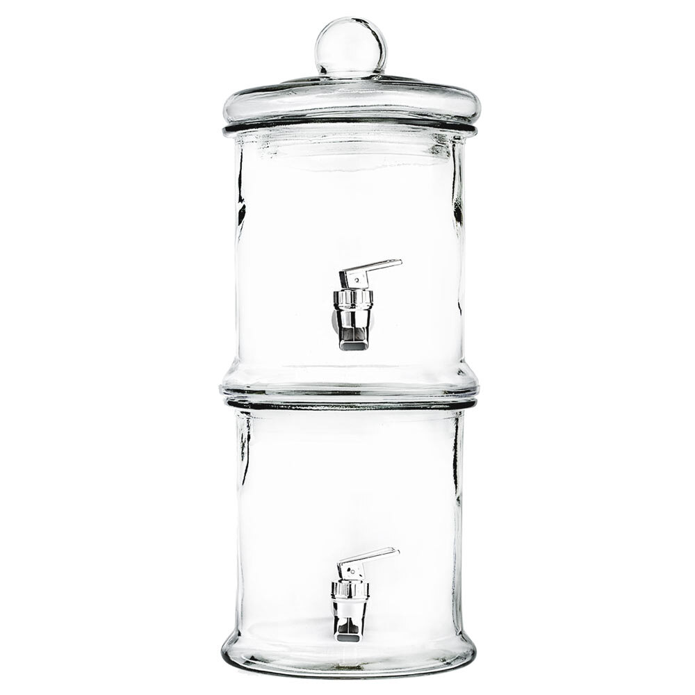2 Gallon Norfolk Tiered Glass Double Beverage Dispenser