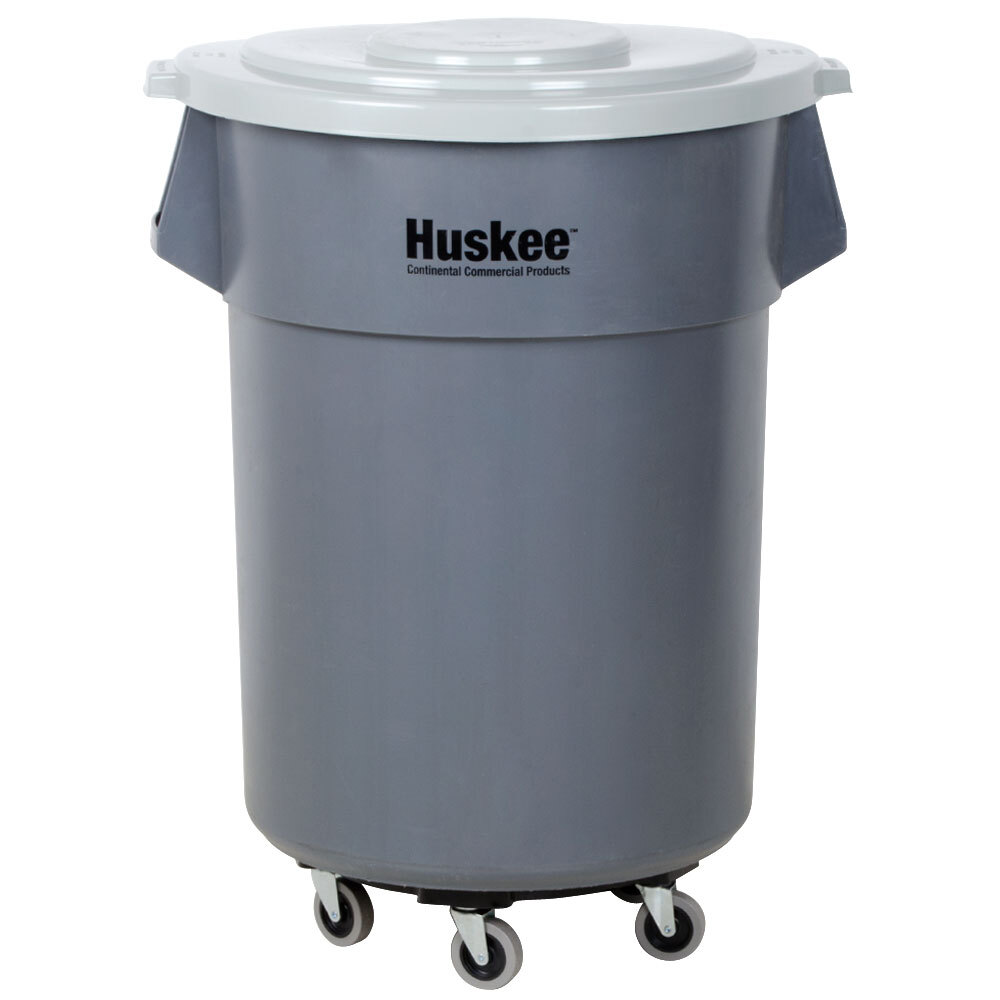 Continental Huskee 55 Gallon Gray Mobile Trash Can Kit