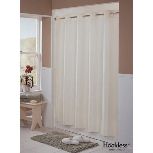 Hookless Beige Englewood Shower Curtain with Matching Flat FlexOn