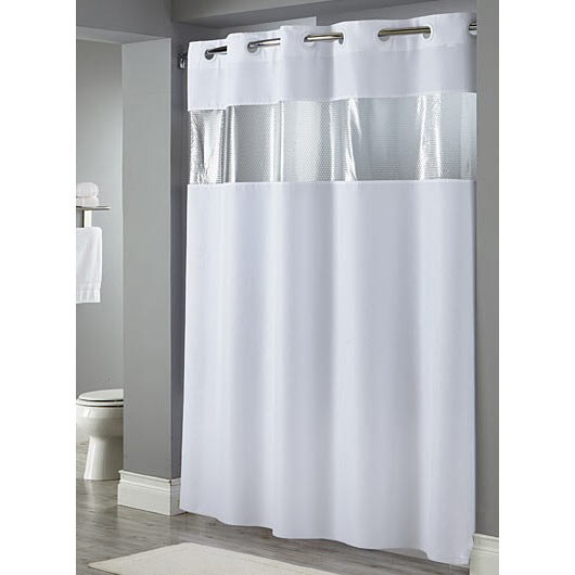 Hookless White The Major Shower Curtain with Matching Flat FlexOn