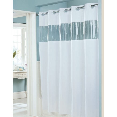 Grey And White Striped Shower Curtain Hookless Shower Curtai