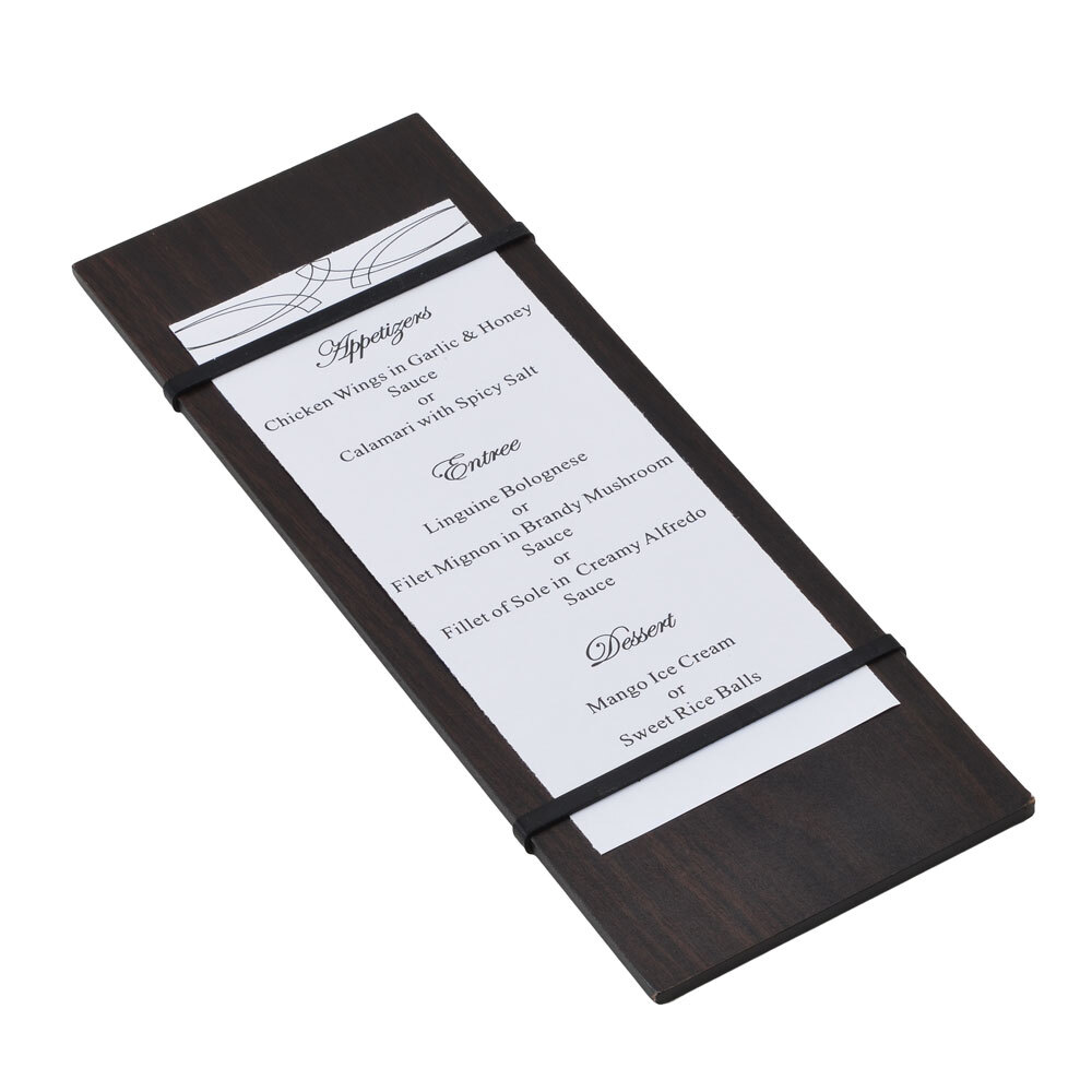 American Metalcraft CBRB12 12 1/2" x 4 1/2" Espresso Wood Menu Holder