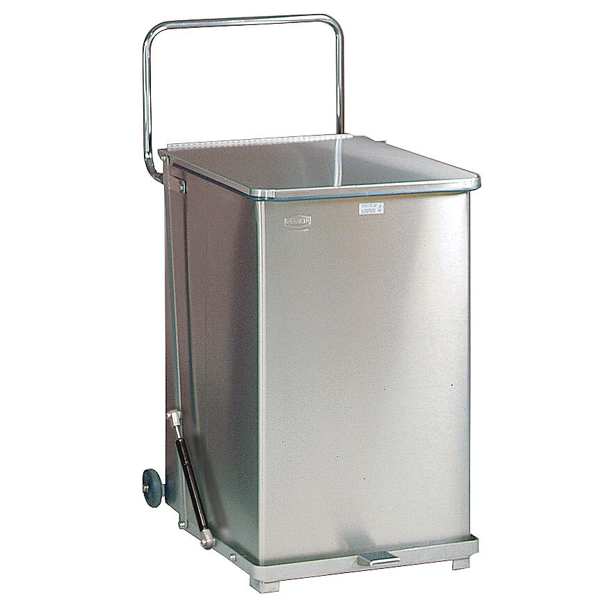 Rubbermaid FGST40 The Defenders Stainless Steel Square Medical Step Can with Wheels and Retainer