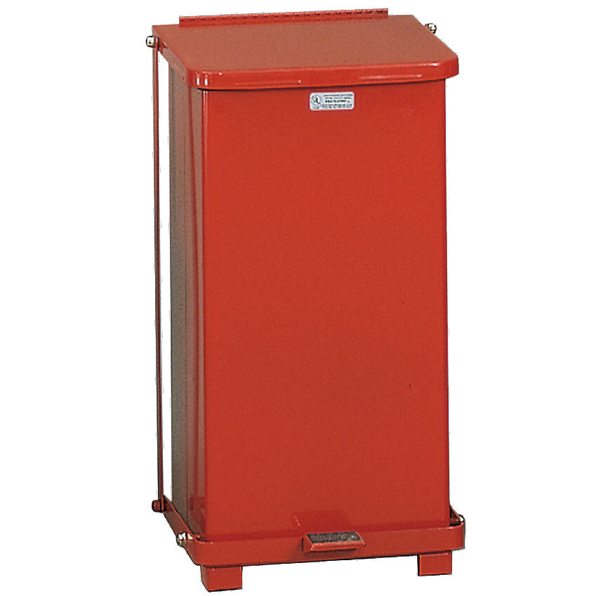 Rubbermaid FGST12E The Defenders Steel Square Red Medical Step Can with Rigid Plastic Liner 12