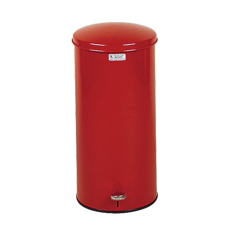 Rubbermaid FGST5E The Defenders Stainless Steel Round Red Medical Step Can with Galvanized Liner